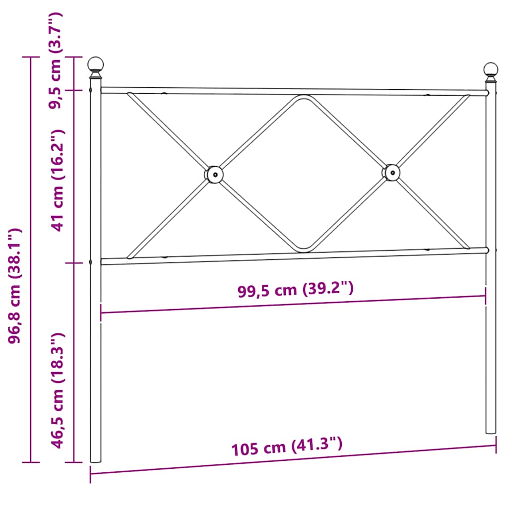 vidaXL Metal Replace Headboard White 100cm