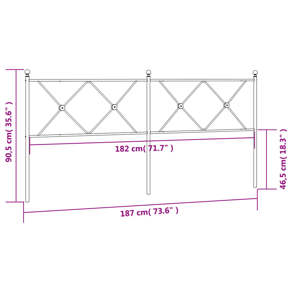 vidaXL Metal Replace Headboard White 180cm