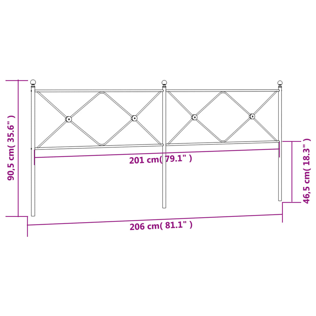 vidaXL Metal Replace Headboard White 200cm