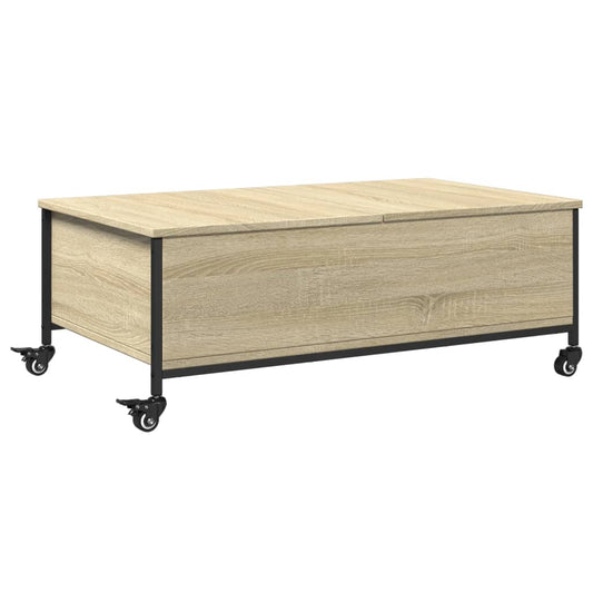 vidaXL Coffee Table with Wheels Sonoma Oak 91x55x34 cm Engineered Wood