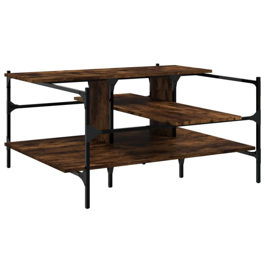 vidaXL Coffee Table Smoked Oak 100x100x48,5 cm Engineered Wood
