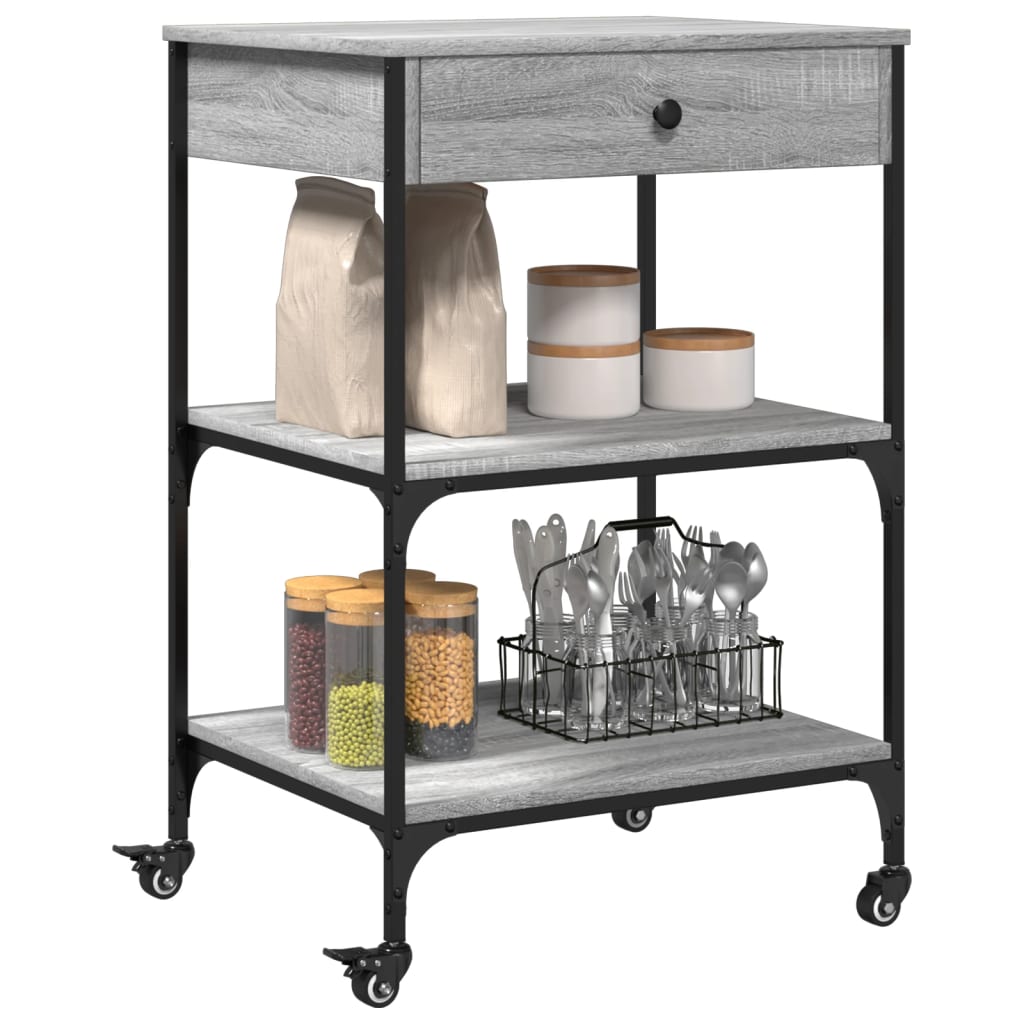 vidaXL Kitchen Trolley Grey Sonoma 60x48x89,5 cm Engineered Wood