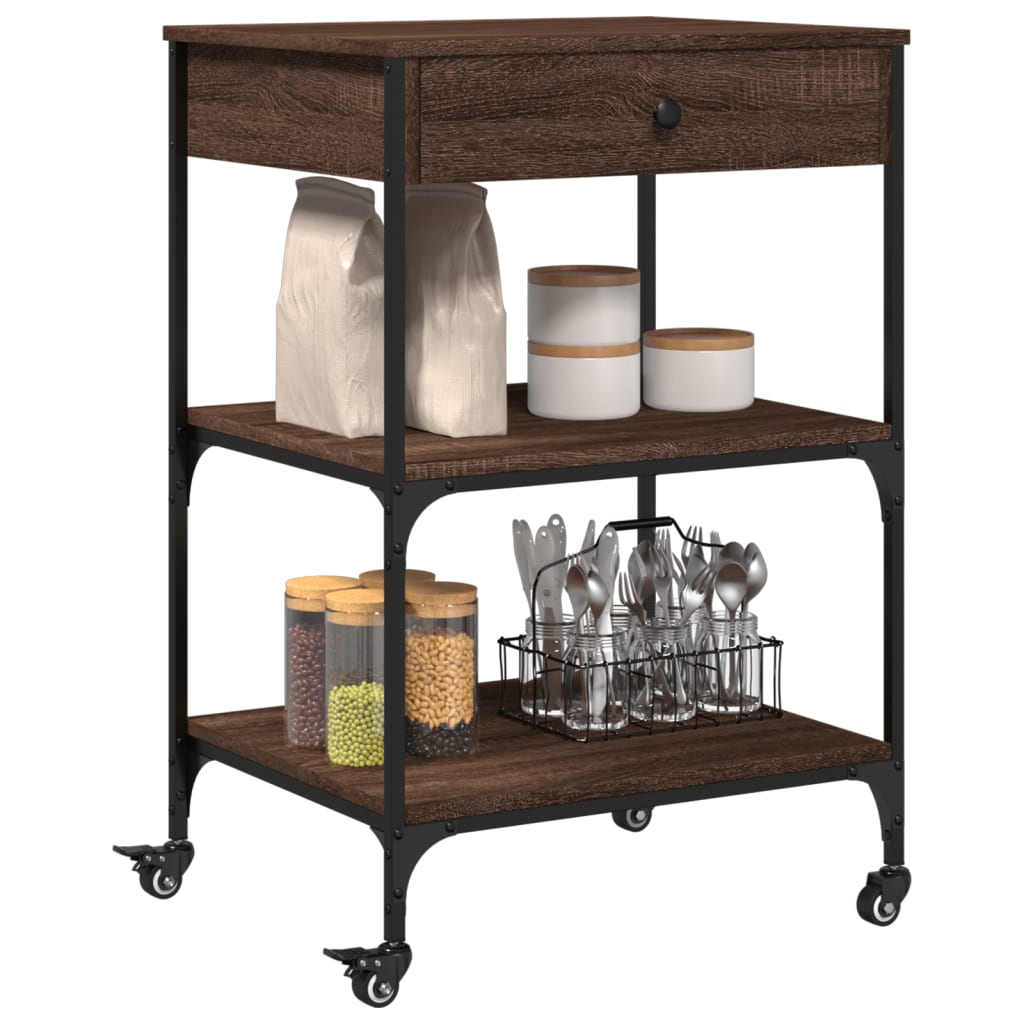vidaXL Kitchen Trolley Brown Oak 60x48x89,5 cm Engineered Wood