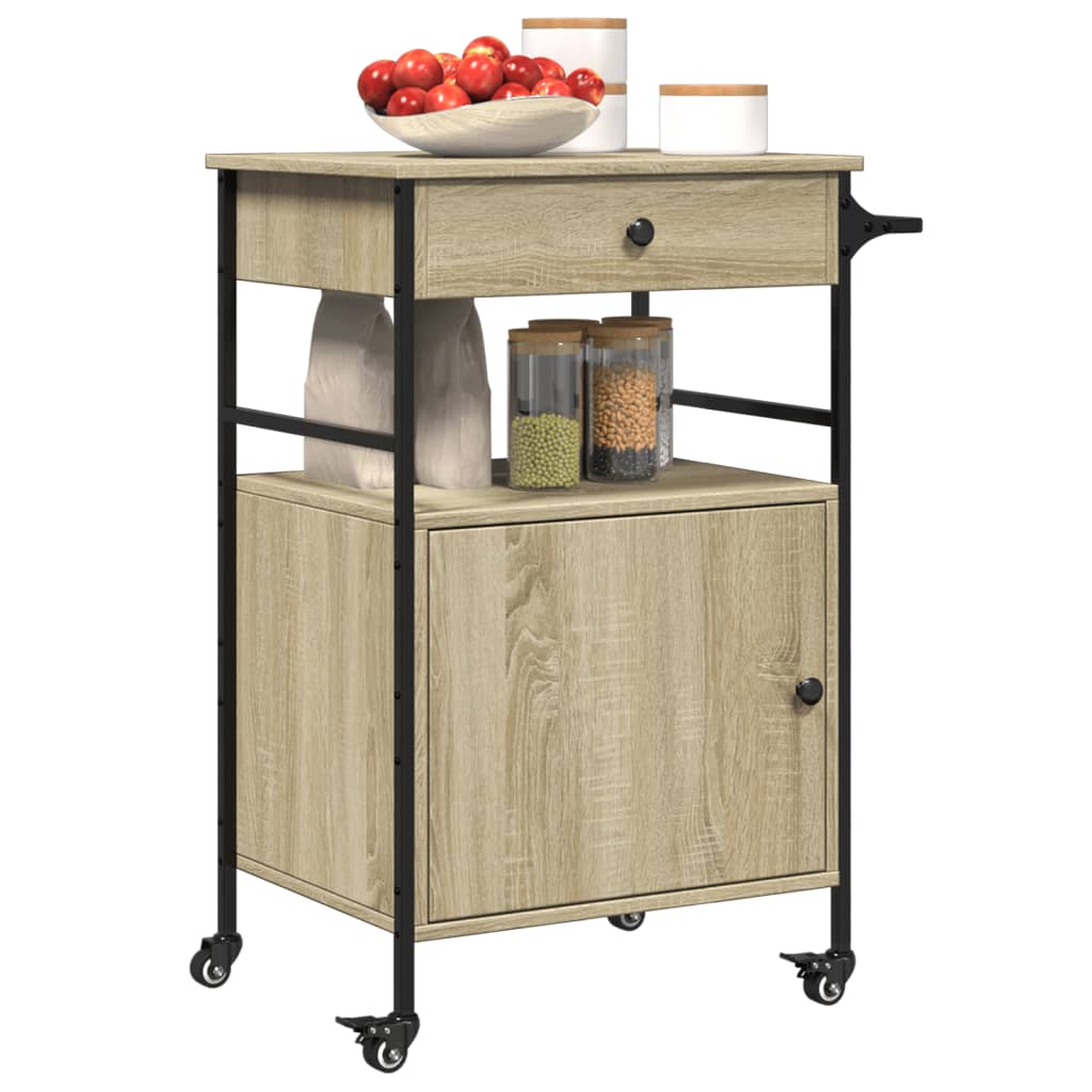 vidaXL Kitchen Trolley Sonoma Oak 56x43x89,5 cm Engineered Wood