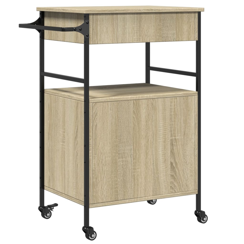 vidaXL Kitchen Trolley Sonoma Oak 56x43x89.5 cm Engineered Wood