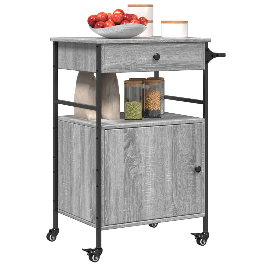 vidaXL Kitchen Trolley Grey Sonoma 56x43x89,5 cm Engineered Wood