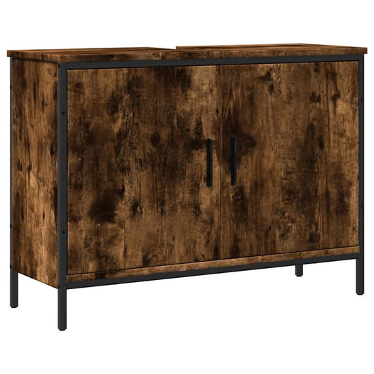 vidaXL Bathroom Sink Cabinet Smoked Oak 80x30x60 cm Engineered Wood