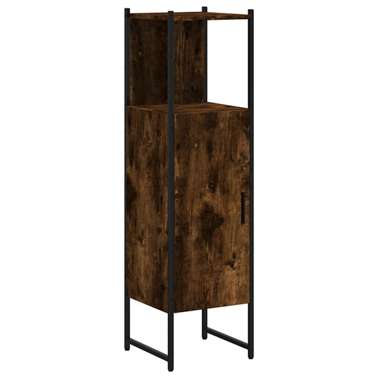 vidaXL Bathroom Cabinet Smoked Oak 33x33x120.5 cm Engineered Wood