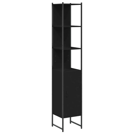 vidaXL Tall Bathroom Cabinet | Black | Engineered wood | Rectangular