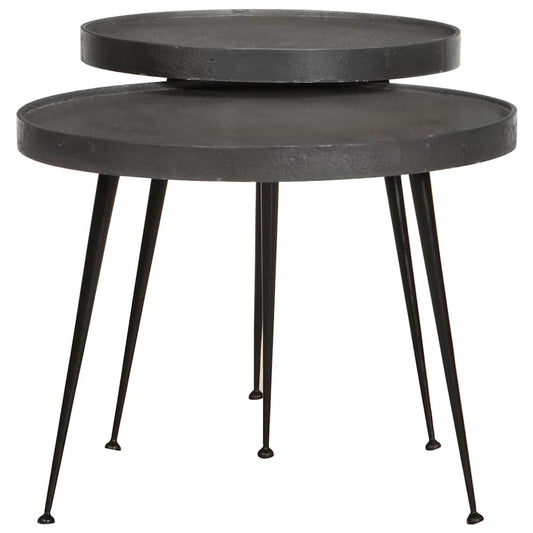vidaXL Coffee Table 2 pcs Black Engineered Wood