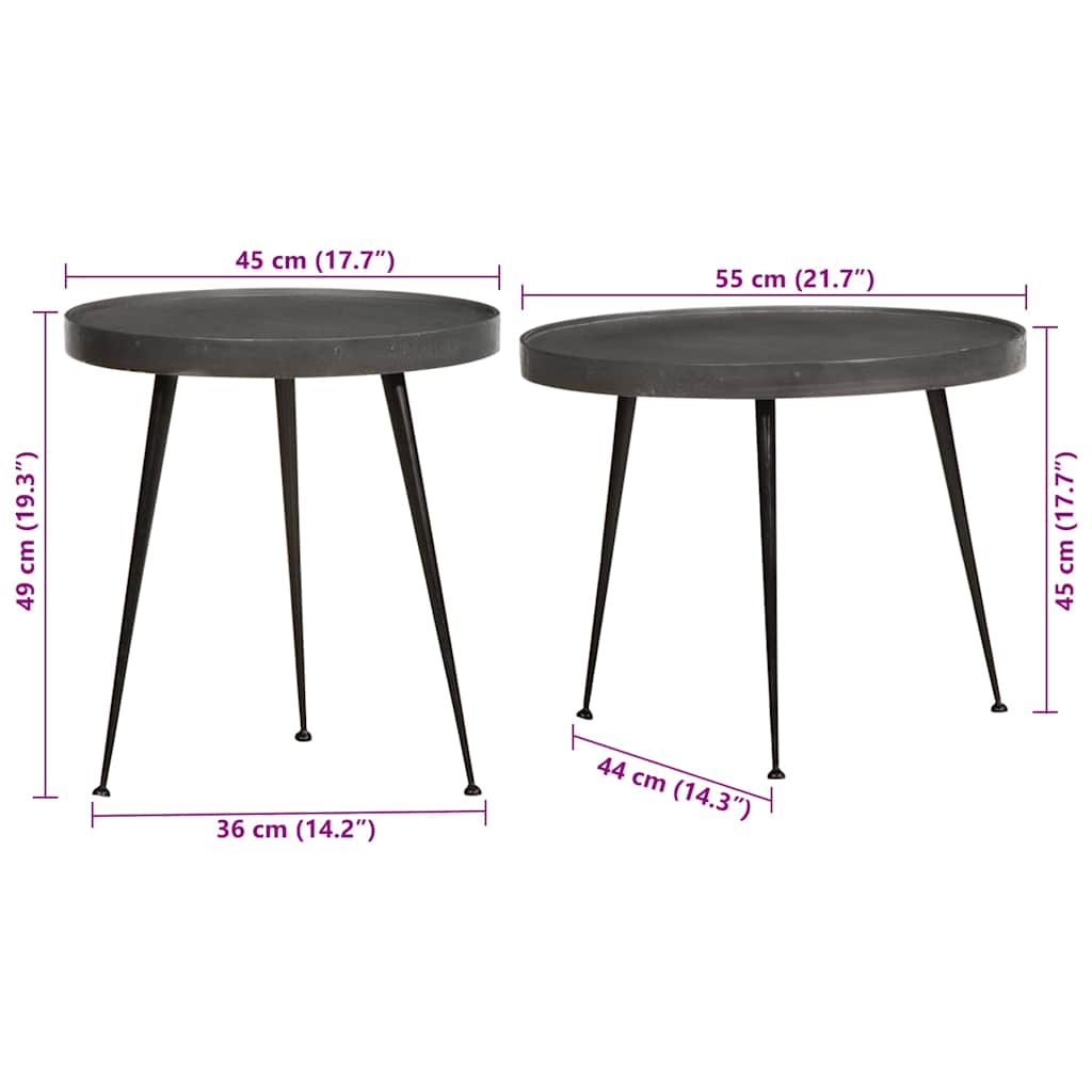 vidaXL Coffee Table 2 pcs Black Engineered Wood