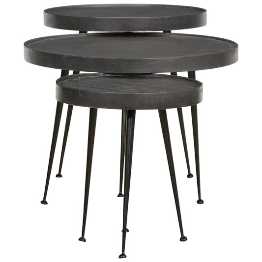 vidaXL Coffee Table 3 pcs Black Engineered Wood