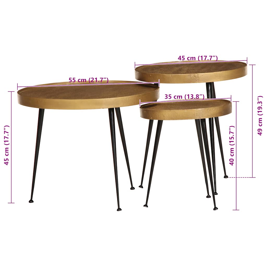 vidaXL Coffee Table 3 pcs Golden Engineered Wood