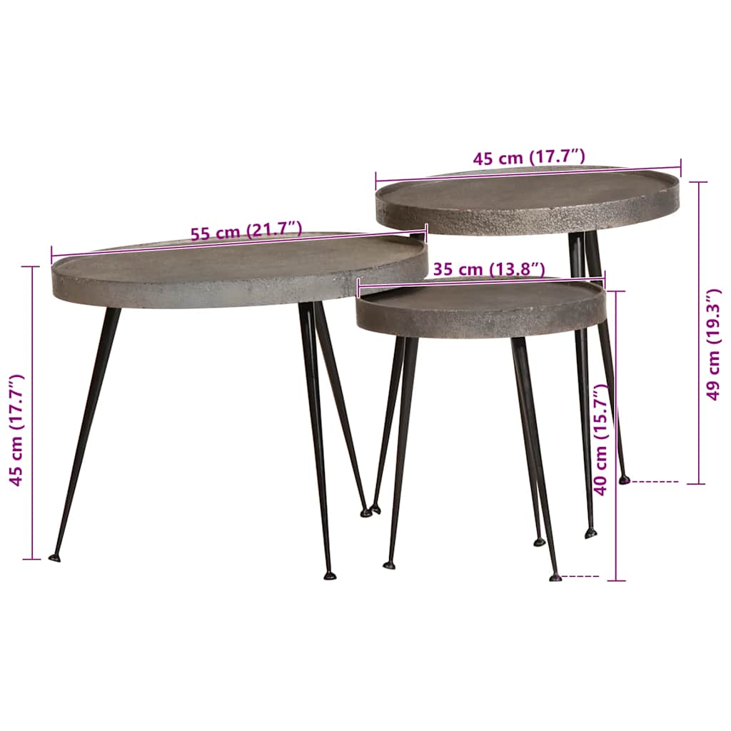 vidaXL Coffee Table 3 pcs Silver Engineered Wood