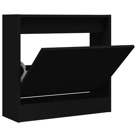 vidaXL Shoe Cabinet | Black | Engineered Wood | Compact | Shoe Cabinet