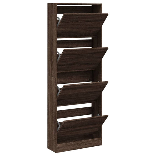 vidaXL Shoe Cabinet Brown Oak 60x21x163,5 cm Engineered Wood