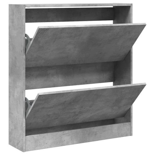 vidaXL Shoe Cabinet Concrete Grey 80x21x87,5 cm Engineered Wood