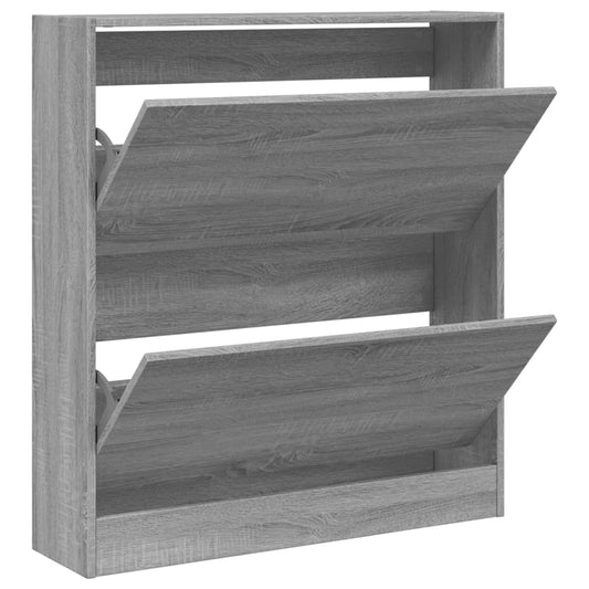 vidaXL Shoe Cabinet Grey Sonoma 80x21x87,5 cm Engineered Wood