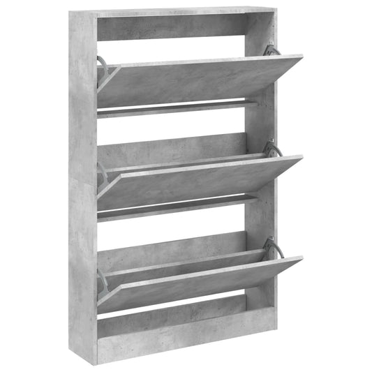 vidaXL Shoe Cabinet Concrete Grey 80x21x125,5 cm Engineered Wood