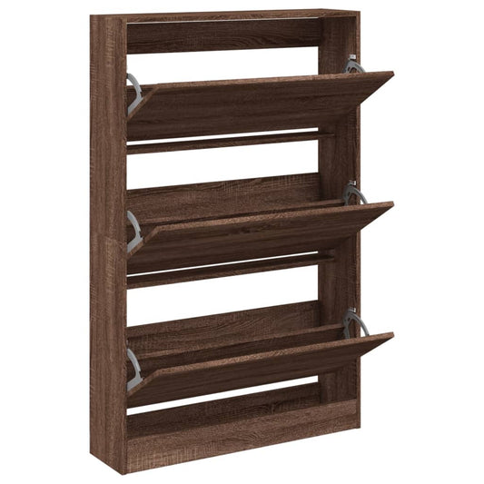 vidaXL Shoe Cabinet Brown Oak 80x21x125,5 cm Engineered Wood