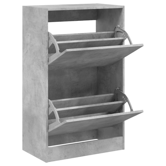 vidaXL Shoe Cabinet Concrete Grey 60x34x96,5 cm Engineered Wood