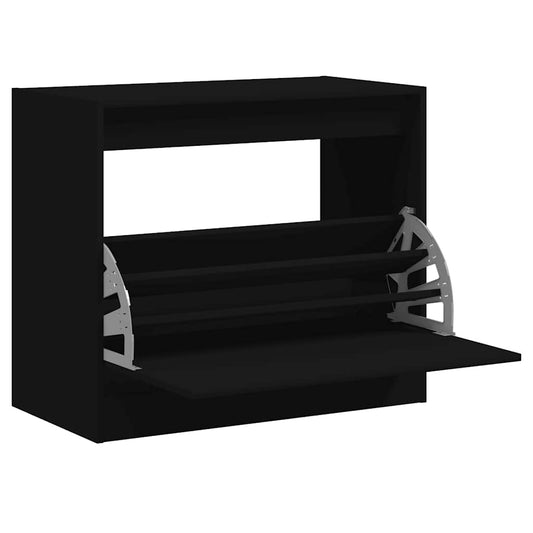 vidaXL Shoe Cabinet Black 80x42x69 cm Engineered Wood