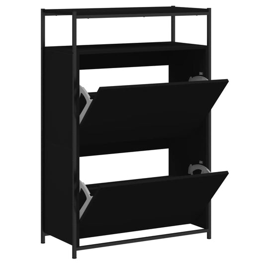 vidaXL Shoe Cabinet Black 75x34x112 cm Engineered Wood