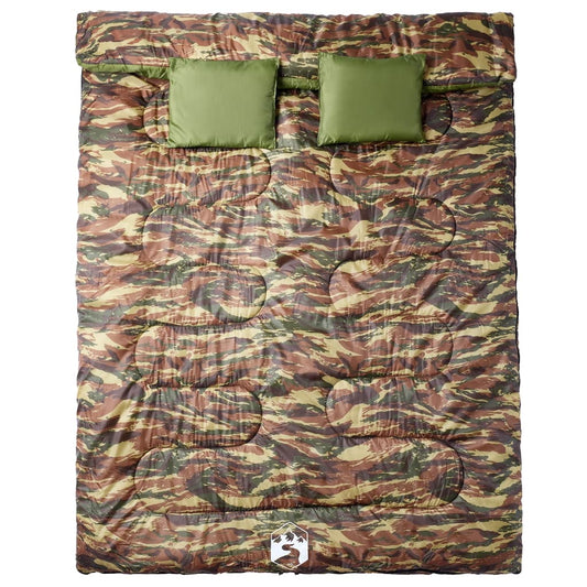 vidaXL Double Sleeping Bag with Pillows for Adults Camping 3-4 Seasons