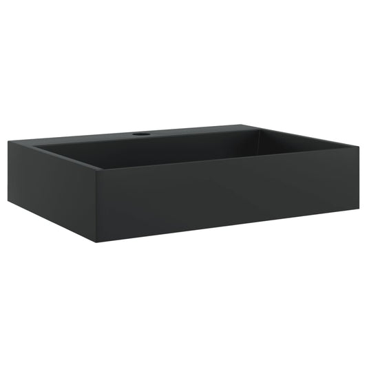 vidaXL Wash Basin 50x38x11 cm Mineral Cast/Marble Cast Matt Black