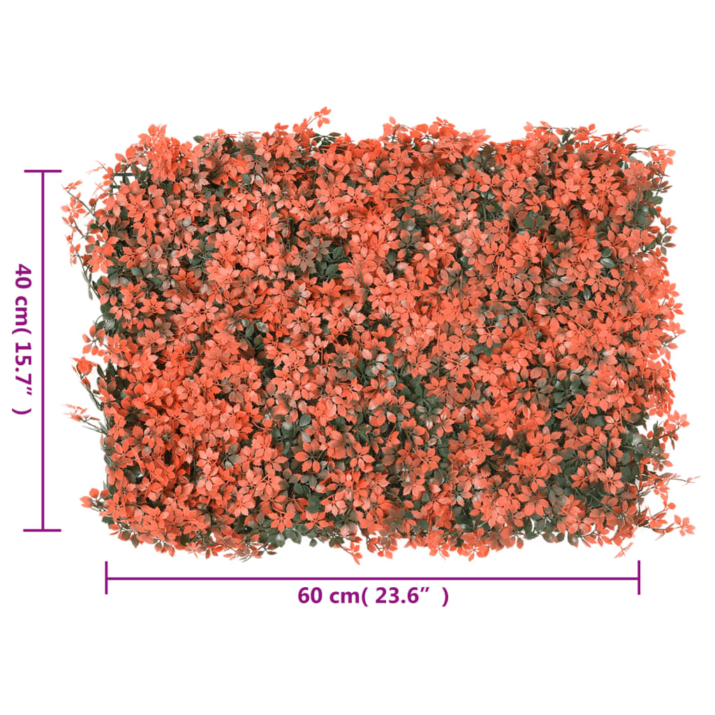 vidaXL Artificial Maple Leaf Fence 24 pcs Light Red 40x60 cm