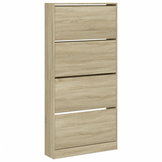 vidaXL Shoe Cabinet with 4 Flip-Drawers Sonoma Oak 80x21x163,5 cm