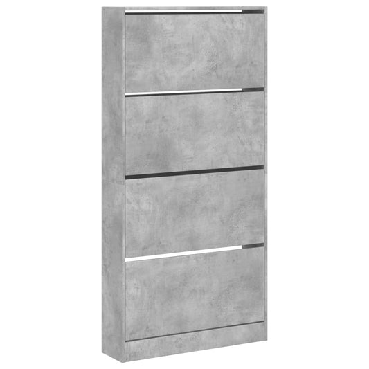 vidaXL Shoe Cabinet with 4 Flip-Drawers Concrete Grey 80x21x163,5 cm