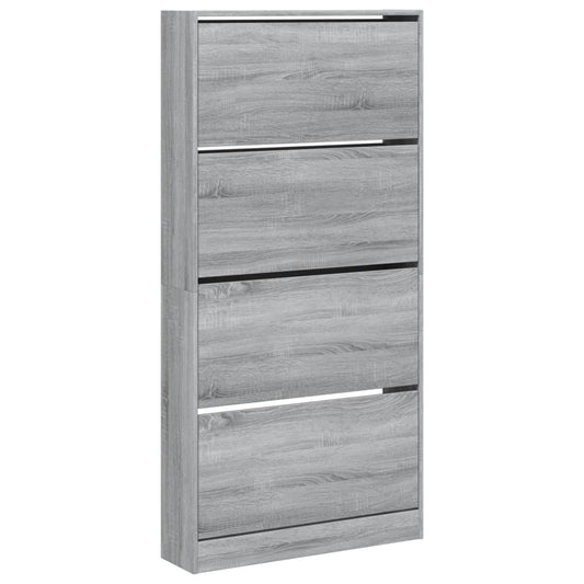 vidaXL Shoe Cabinet with 4 Flip-Drawers Grey Sonoma 80x21x163,5 cm