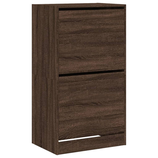 vidaXL Shoe Cabinet with 2 Flip-Drawers Brown Oak 60x42x108 cm