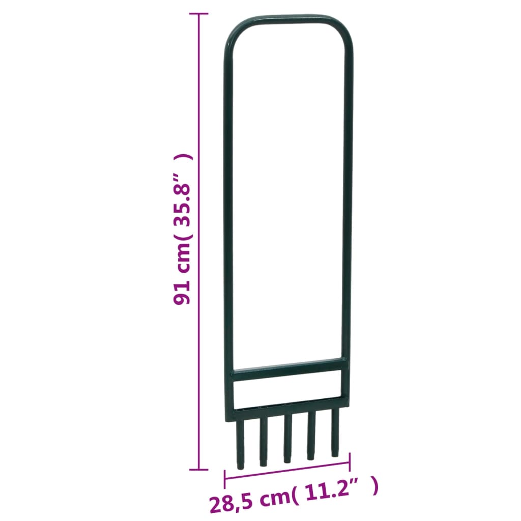 vidaXL Lawn Aerator with 5 Hollow Tines Green Powder-coated Steel