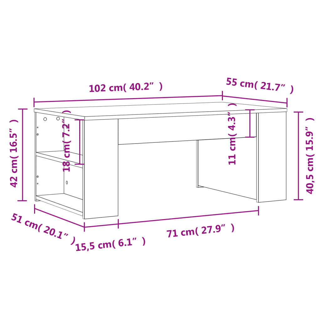 vidaXL Coffee Table | Black | Engineered wood | Small coffee table