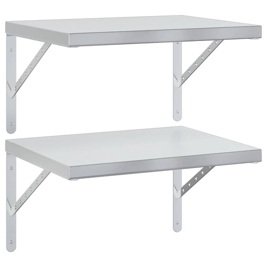 vidaXL Wall Shelves 2 pcs 50x40 cm Silver Stainless Steel