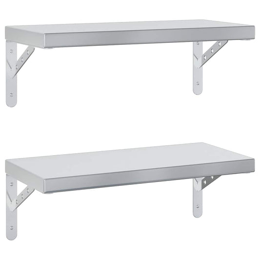 vidaXL Wall Shelves 2 pcs 50x23,5 cm Silver Stainless Steel