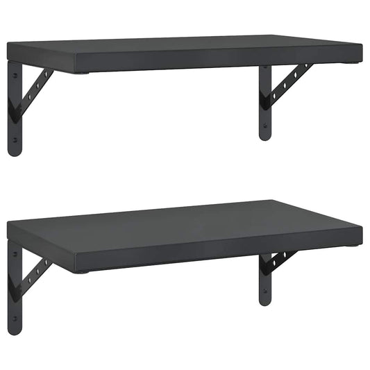 vidaXL Wall Shelves 2 pcs 50x30 cm Black Stainless Steel