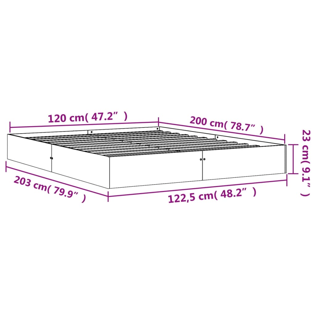 vidaXL Bed Frame without Mattress Wax Brown 120x200 cm Solid Wood Pine