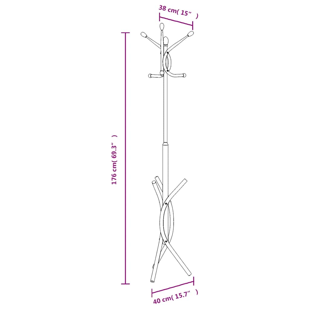 vidaXL Coat Stand White 176 cm Powder-coated Iron