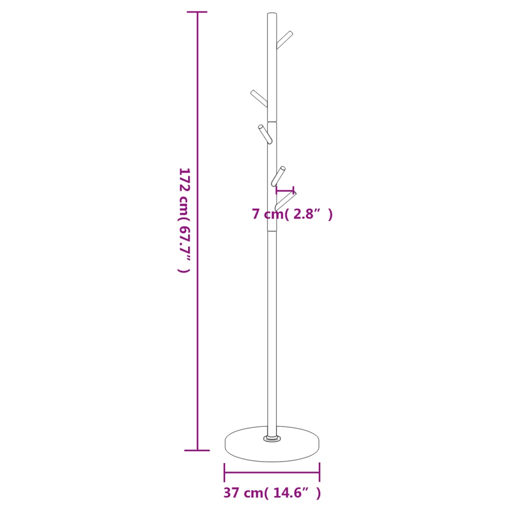 vidaXL Coat Stand White 172 cm Powder-coated Iron
