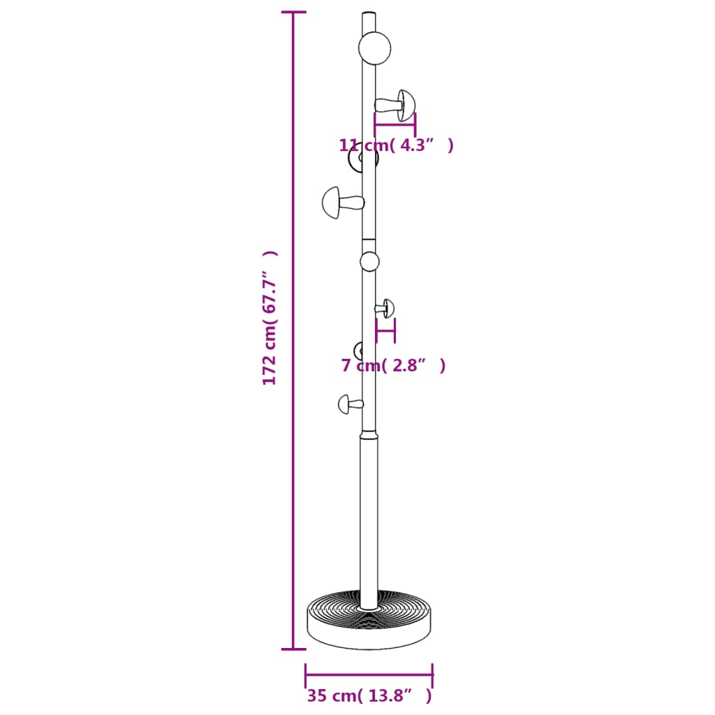 vidaXL Coat Stand White 172 cm Powder-coated Iron