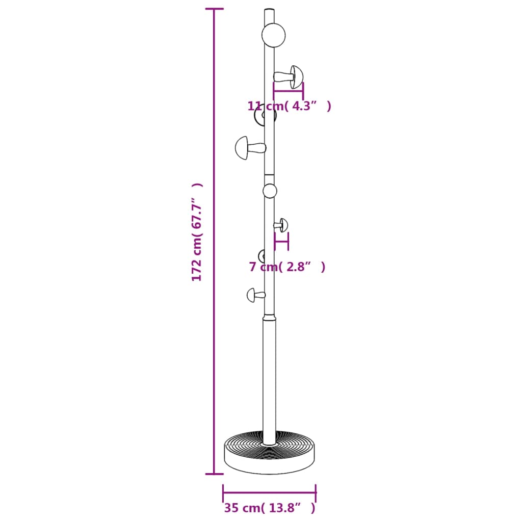 vidaXL Coat Stand Pink 172 cm Powder-coated Iron