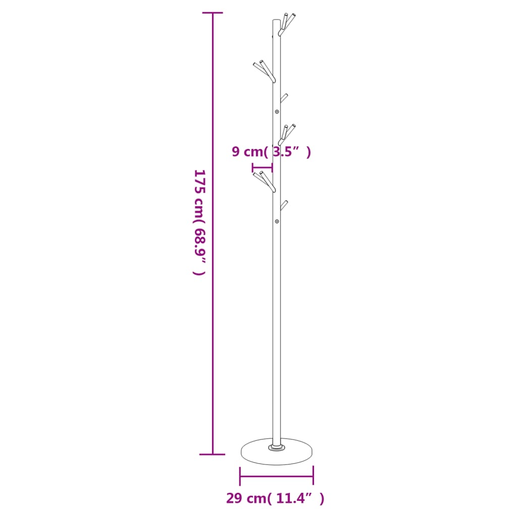 vidaXL Coat Stand White 175 cm Powder-coated Iron