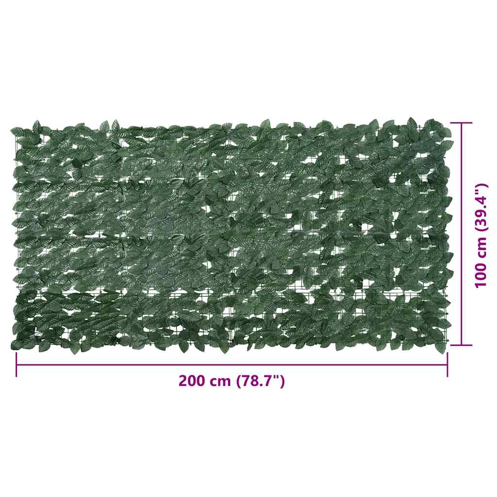 vidaXL Balcony Screen with Dark Green Leaves 200x100 cm