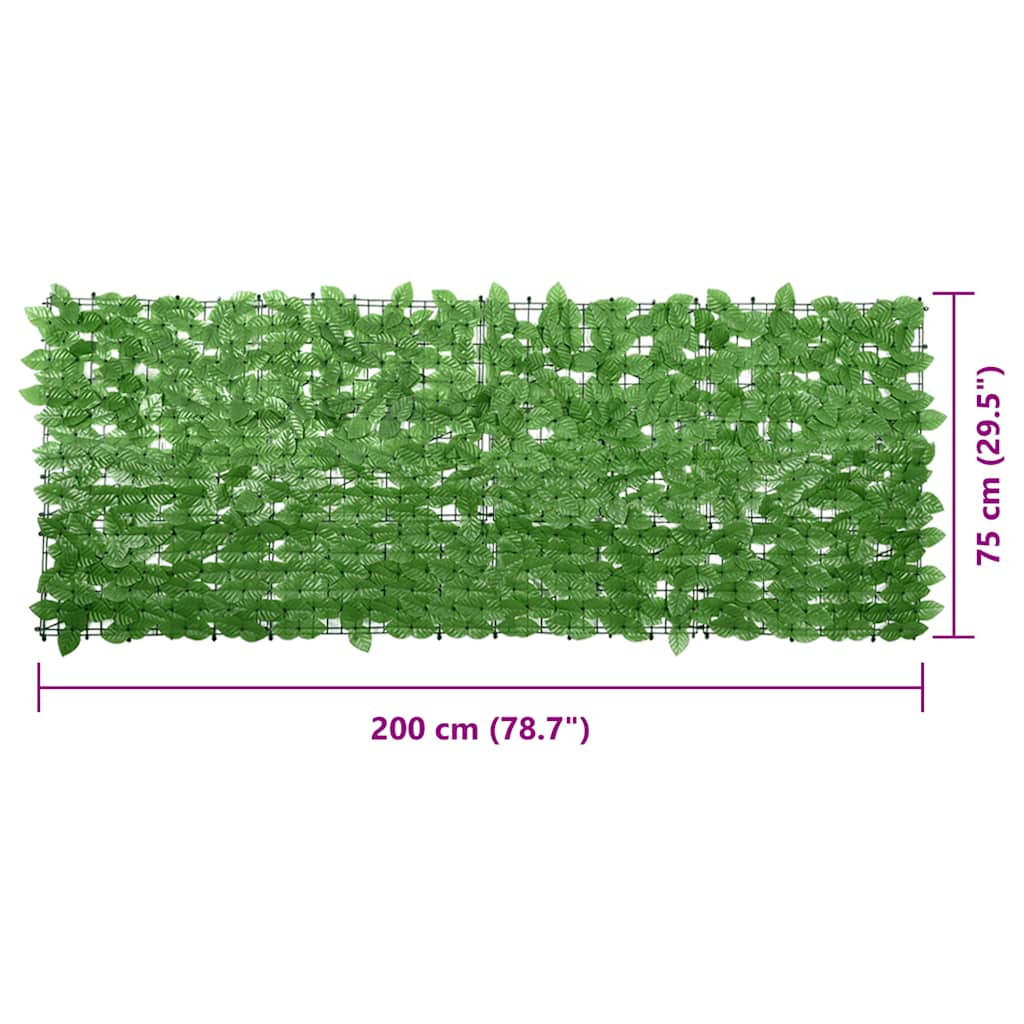 vidaXL Balcony Screen with Green Leaves 200x75 cm