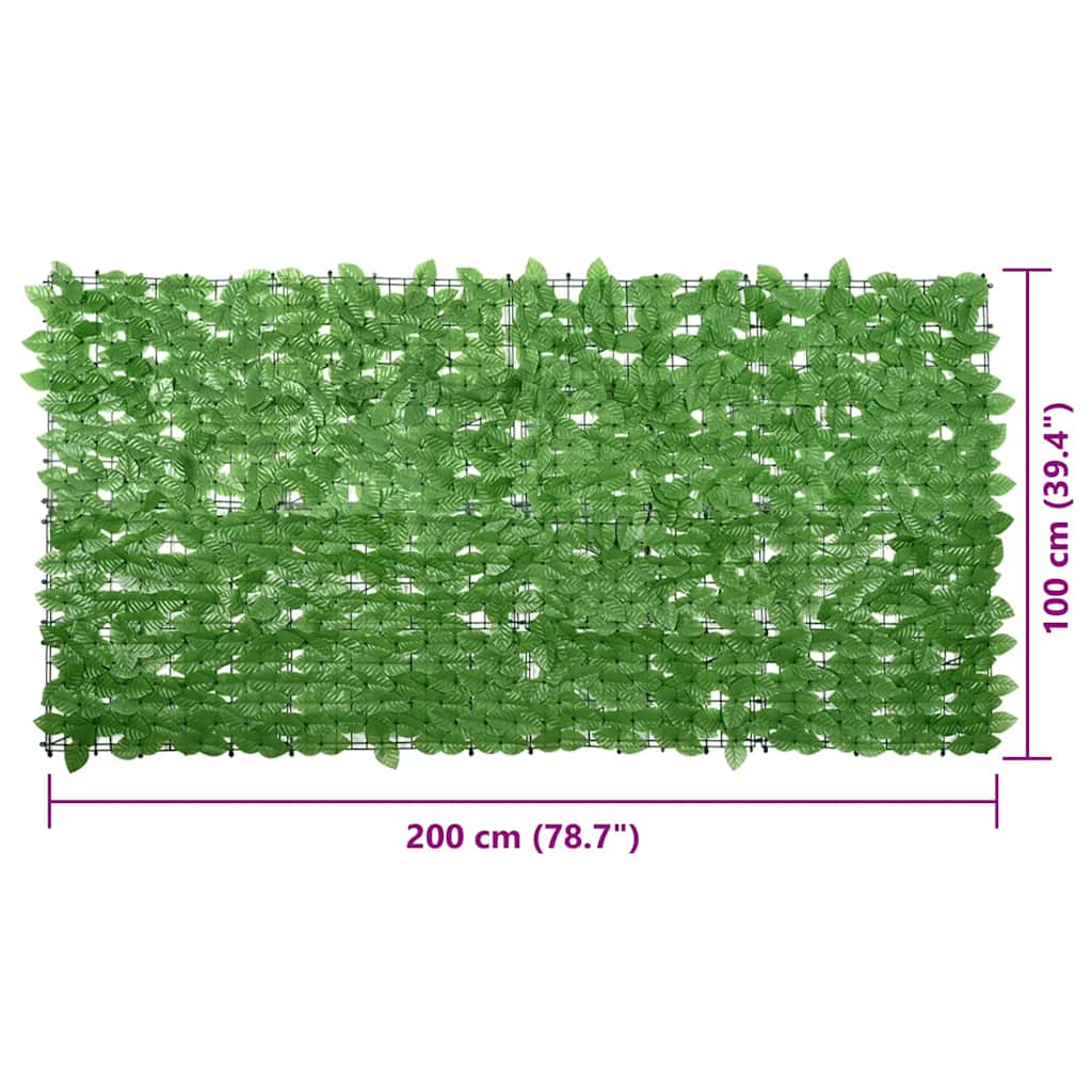 vidaXL Balcony Screen with Green Leaves 200x100 cm