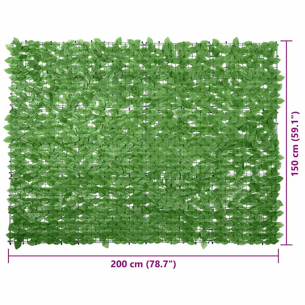 vidaXL Balcony Screen with Green Leaves 200x150 cm