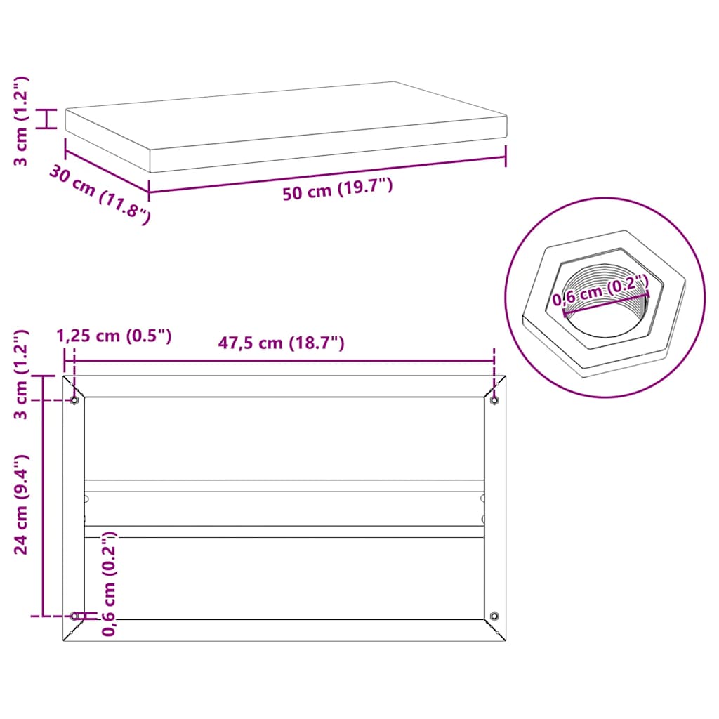 vidaXL Wall Shelves 2 pcs 50x30 cm Silver Stainless Steel